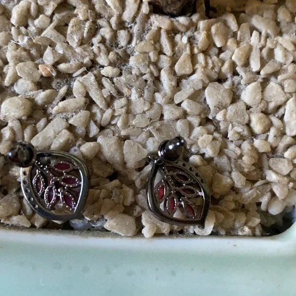 Vintages sterling opal amethyst leaf earring - Picture 3 of 4